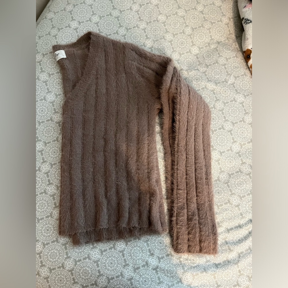 Brown fuzzy boutique sweater